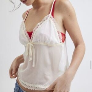 Kimchi Blue Ray Sheer Lace Trim Cami - Size XL